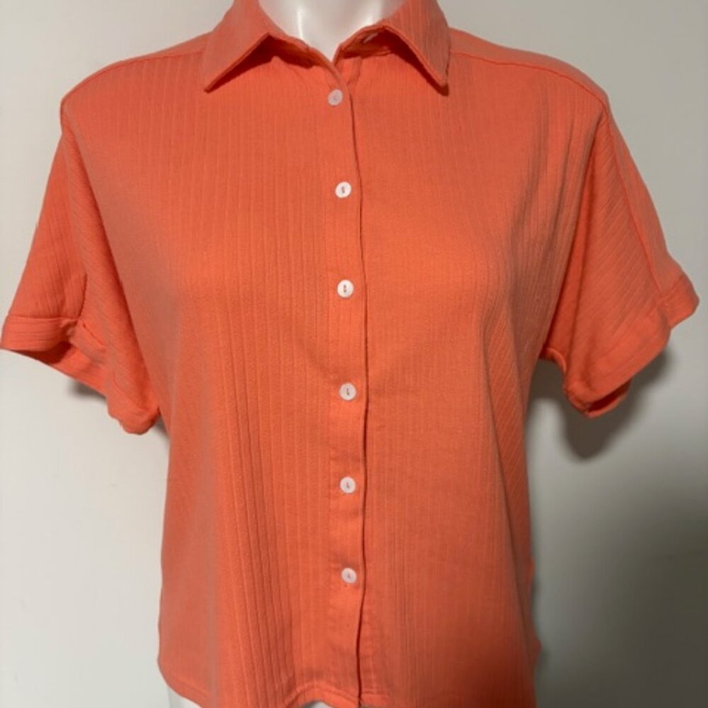 FRNCH COLLARED BUTTON-DOWN BLOUSE CORAL SIZE SMALL